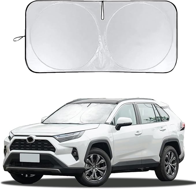 for RAV4 Car Windshield Cover, Windshield Sun Shades Foldable Sunshade for Toyota RAV4 2013-2023 SUV Crossover Front Window Custom Fit Sun Visor Heatshield Protector Car Accessories