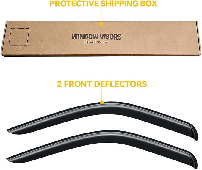 Rain Guards for Ram ProMaster 2014-2025, Out-Channel Window Visor Shields Vent Deflector Shade Wind Dark Smoke 2015 2016 2017 2018 2019 2020 2021 2022 2023 2024, Tape-On Outside-Mount, 4PCS