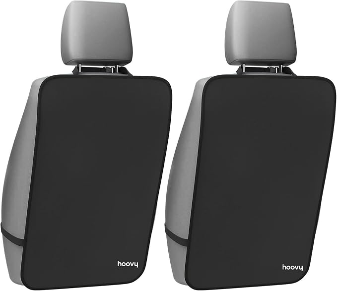 Kick Protector Mats, Black, Waterproof PVC, Back Seat Protector for Kids, Universal Fit, 2 Pack