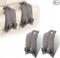 2Pcs Car Headrest Hooks with Premium Leather, Upgraded Double Metal Hooks with Anti-Drop Design, Universal Back Seat Hanger for Bags, Coats, Purses and Groceries (Classic Gray)