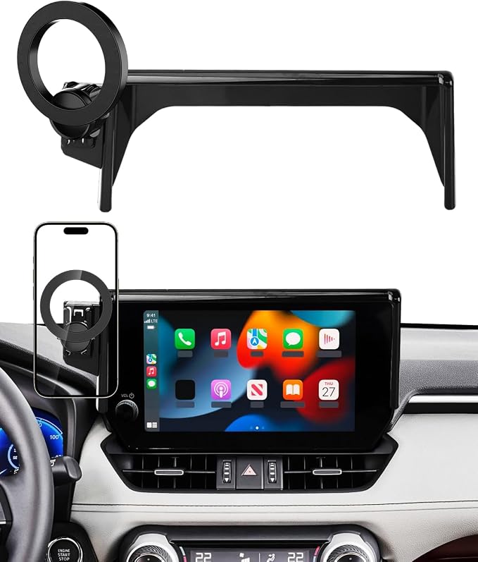 PZK Car Phone Holder for Toyota RAV4 2019-2025 Accessories 7/8-Inch Screen | Hybrid LE/XLE/ Premium Magnetic Phone Mount Compatible with Magsafe 360° Rotation Not Affect Vent (Not fit 9/10.5 inch)