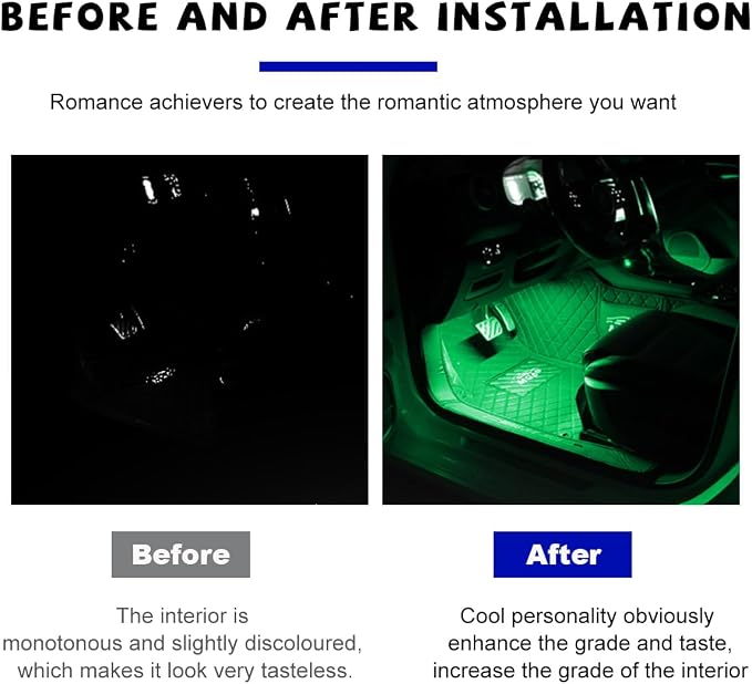 Car LED Strip Light, 24 LED RGB Auto Under Dash Interior Atmosphere Lights, USB Vehicle Decorative Lamp Ambient Night Light Strip, Lighting Kit Car Accessories (Green)