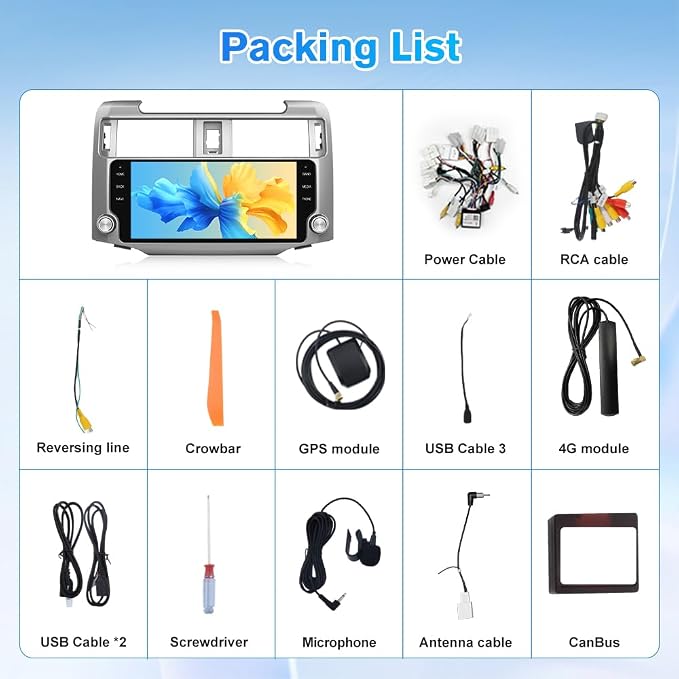 Car Radio Stereo Upgrade Android 13 for Toyota 4Runner 2010-2023 Head Unit with Wireless CarPlay Android Auto