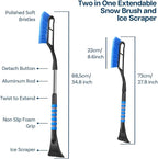 Snow Brush and Ice Scraper for Car Windshield Essential Automotive Exterior Accessory, Winter Car Gadget – Detachable Universal Vehicle Snow Scraper – Durable Ergonomic Grip – Blue