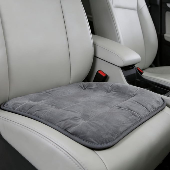 Car Seat Cushion, Breathable Soft Auto Front Seats Protector Pad for Comfortable Driving, Warm Vehicle Interior Driver Seat Non-Slip Decorative Accessory for Most Cars(Gray)