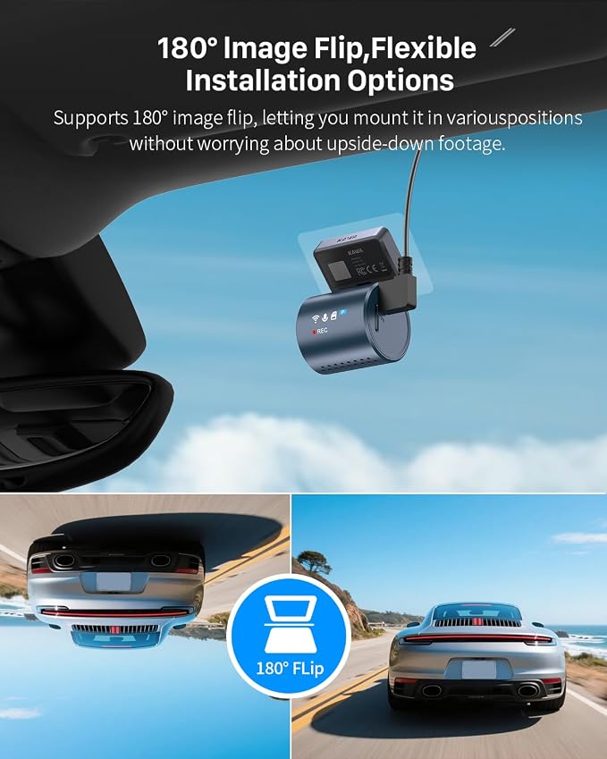 2K Dash Cam for Cars with Voice Control - Stealth Display Tiny Dashcam Front Included 32GB Micro SD Card, Super Night Vision, 1296P QHD, G-Sensor, Built in WiFi & App Car Camera