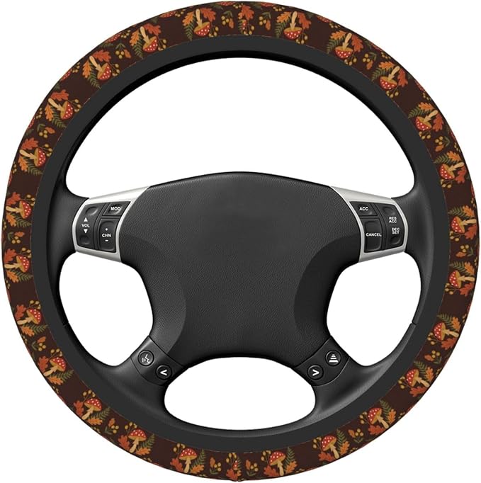 Mushroom Steering Wheel Cover, Neoprene Universal 15 Inch Anti-Slip Car Protector for Most Vehicles, Sedans, SUVs, and Trucks