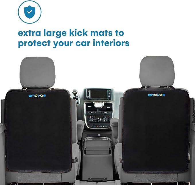 Kick Mats Back Seat Protector for Kids - 2 Pack - Premium Quality Car Seat Back Cover Offers Waterproof Protection of Your Upholstery from Mud and Scratches - Backseats Kick Protector for Child