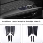 Car Center Console Organizer Tray Compatible with Audi Q4 E-Tron 2022 2023 2024 2025, ABS Front Rear Side Door Grab Handle Storage Box & Armrest Storage Tray With Anti-slip Mat Insert Accessories
