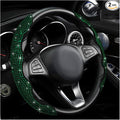 2 PCS Steering Wheel Cover, Segmented Car Wheel Covers with Crystal Rhinestones, Non-Slip Protector Bling Sparkly Decoration for Most Steering Wheels, Car Accessories (Green)