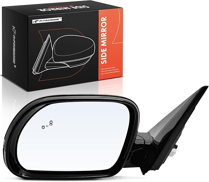 Driver Side Power Door Mirror - Compatible with Kia Soul 2020-2025 - Heated Manual Folding Black Outside Rear View Mirror with Turn Signal Light Blind Spot Detection