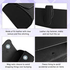 Sunglasses Holder for Car Sun Visor, Sunglass Organizer for Car, Magnetic Leather Eyeglasses Protective Storage Case, Waterproof Glasses Organizer Visor Accessories for Vehicles (Black)