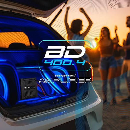 Banda Audiopart BD-400.4 4 Channel Amplifier Car Audio - 400W RMS Full Range 4 Channel Amp for Door Speakers, Mini Car Amplifier, Multi-Speaker Systems, Small 4 Channel Amp