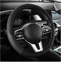 Car Steering Wheel Cover, 15 Inch Anti-Slip Stretch Leather Steering Wheel Protector, Comfortable Breathable Sporty Steering Wheel Cover for Women Men, Car Accessories (Black, AD)