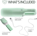 Vacuum Cleaner for Dust, Pet Hair Dirt Home, Car Interior Lightweight, Portable, Handheld, Cordless, Easy to Use, Compact Design Battery Rechargeable with USB-C Cable (Mint Green)