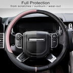 Breathable Car Steering Wheel Cover 16 inch Auto Universal Leather Wrap Non-Slip Steeringwheel Protector Automotive Interior Accessories, Pink (Suit for 15.5-16 inch)