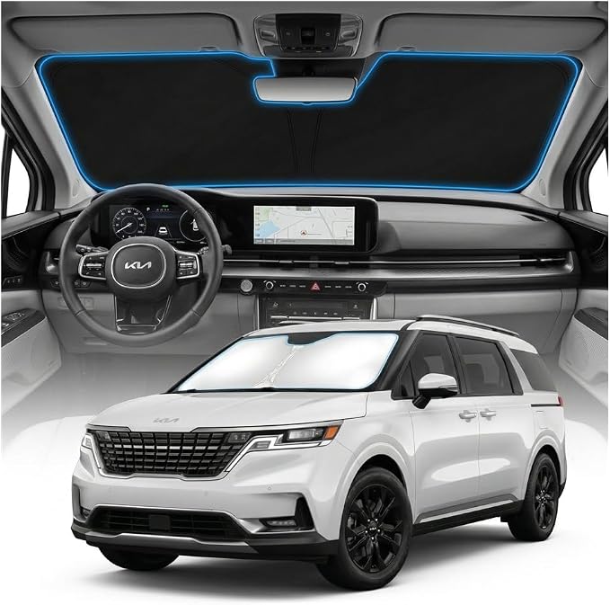 for KIA Carnival Sun Shade Windshield Cover - Custom Fit Carnival Accessories 2022-2025 2026 Sunshade Foldable UV Protection & Heat Shield Sun Visor Accessories
