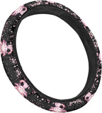 Cartoon Axolotl Cherry Blossom Car Steering Wheel Cover Non-Slip Rubber Steering Wheel Covers Warm Breathable Sweat Absorption 15 Inches Pink