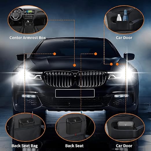 Leak-Proof mini car Trash can, 150 Garbage Bags, with lid, can be Placed on the Desk or Hung, Perfect car Accessory!