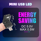 2 Pcs Mini USB LED Light Car LED Interior Lighting 5v RGB Foldable Ambient Lighting Adjustable 8 Color and Brightness Smart USB Night Lamp for Cars Laptop Keyboard (Manual Switch Type-c)