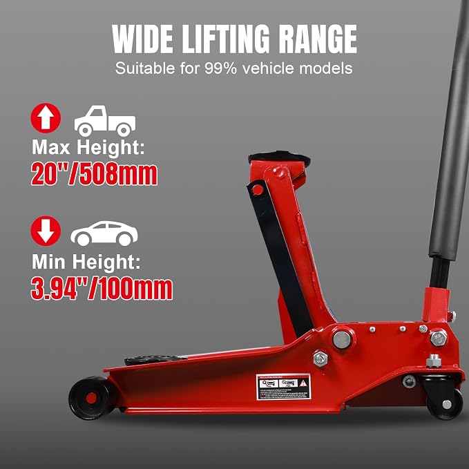 Hydraulic Low Profile Service/Floor Jack with Dual Piston Quick Lift Pump, 4 Ton (8,000 lb.) Capacity