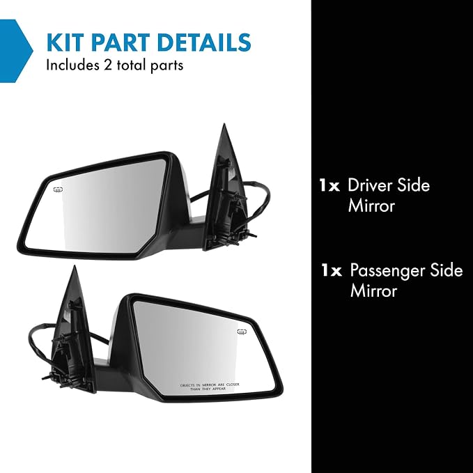 2 Piece Driver and Passenger Side Mirror Assembly Set Electric Adjustment Non-Heated No Memory Textured Compatible with 2007-2008 Saturn Outlook GMC Acadia GM132401 GM1321401
