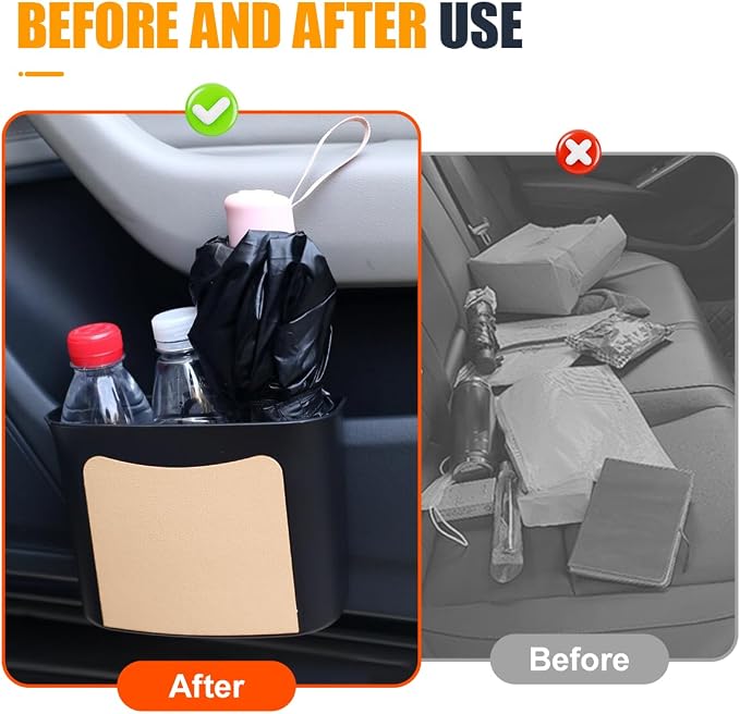 YoRise Car Trash Can, Multifunctional Hanging Garbage Can, Car Storage Organizer Container, Mini Trash Bin, Waterproof Automotive Door Side Garbage Organizer Holder for Most Cars (Beige)