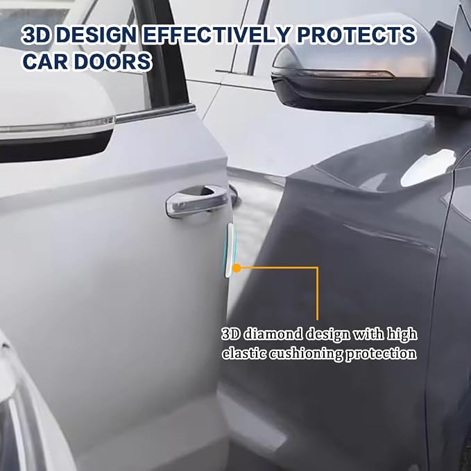 4PCS Silicone Car Door Edge Guard, Car Door Protector, Self Adhesive Crash Scratch Strips Accessories Protector, Auto Accessories Decorative Anti-Collision Strip for Sedans Truck SUV (White)