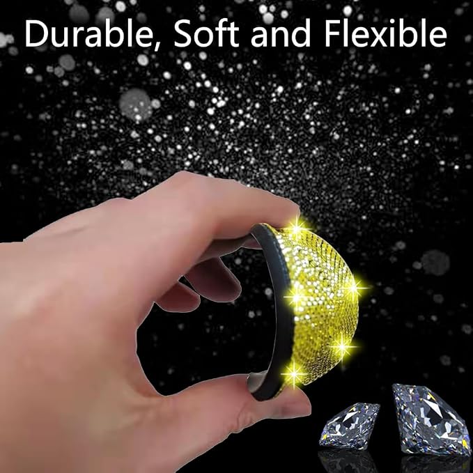 2pcs Bling Car Cup Holder Coaster, 2.75 inch Anti-Slip Shockproof Universal Fashion Car Coasters Insert Bling Crystal Rhinestone Automotive Interior Accessories for Women (2 pcs, Yellow)