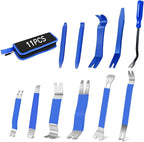 11PCS Trim Removal Tool Kit, Metal & Nylon Pry Tools Set for Car Door Panel, Dashboard, Audio, Clips, Fastener Remover w/Storage Box – Blue
