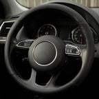 Microfiber Leather Steering Wheel Cover, Breathable Anti Slip Universal 14.5-15 inch Car Interior Accessories for Women Men, Black
