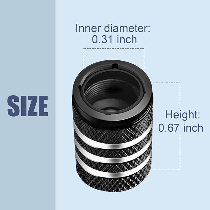 Tire Valve Stem Cap Cover - (5 Pack) Tire Air Caps Metal with Plastic Liner Corrosion Resistant Leak-Proof Snow Snowflake for Car Motorcycle Bike Black