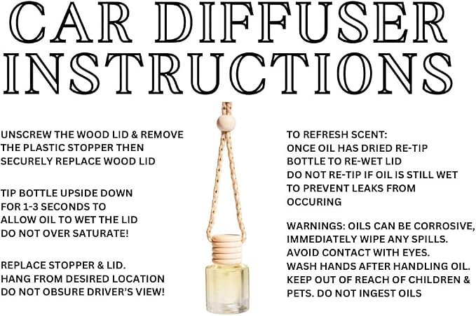 Bamboo and Coconut Hanging Car Air Freshener – Long Lasting Essential Oil Diffuser for Car, Closet, Bathroom – 2-Pack Natural Scent Deodorizer