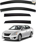 4pcs Front+Rear Smoke Tint Sun/Rain Guard Compatible with 2013-2019 Nissan Sentra Outside Mount Tape-On Vent Window Visors