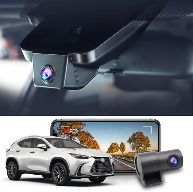 Front 4K+Rear 1080P Dash Cam Adapts for Lexus NX 2022-2026 & NX Hybrid 250 350 350h 450h, OEM Look, Dual HD Video, Built-in WiFi & APP, Loop Recording, G-Sensor, Easy to Set, 128GB Card