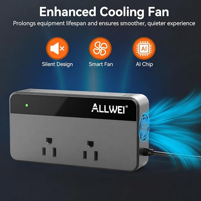 200W Car Power Inverter, 12V DC to 110V AC Car Inverte with 4 USB Fast Charging Port(2xUSB A, 2xUSB C)- Car Charger Cigarette Lighter Adapter for Phone, Laptop and Small Devices on Road Trip