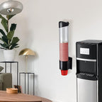 Cup Dispenser, Pull Type Wall Mount Cup Holder, Water Cooler Cup Dispenser Fits 7oz - 12oz Cups for Home Office Hospital Cups Organizer, Adhesive Paste or Screw Install (Black, Large)