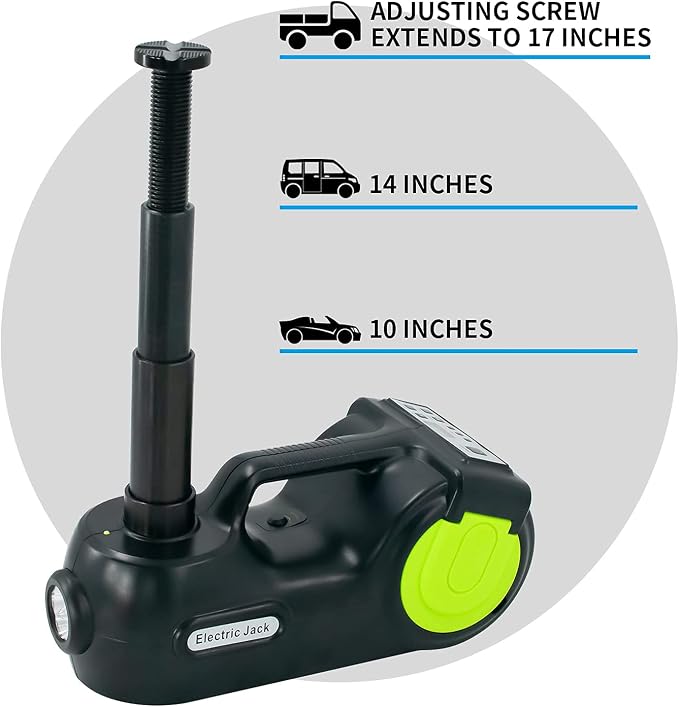 Electric Car Jack Kit 5Ton 12V Hydraulic (Lifting Range: 6.1-20.86 inch) with Impact Wrench & Inflator for Car SUV Sedan MPV with LCD & Tire Pressure Display