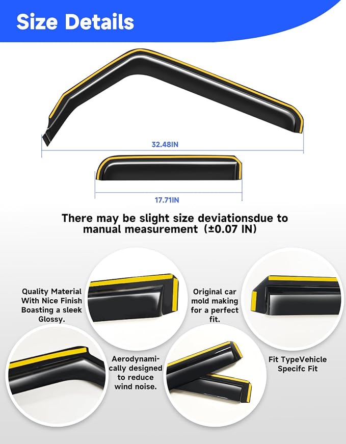 in-Channel Window Rain Guards Fit for 2018-2026 Jeep Wrangler JL & 2020-2026 Jeep Gladiator, Window Visors Window Deflectors Vent Visors Vent Shades Car Accessories -4 pcs