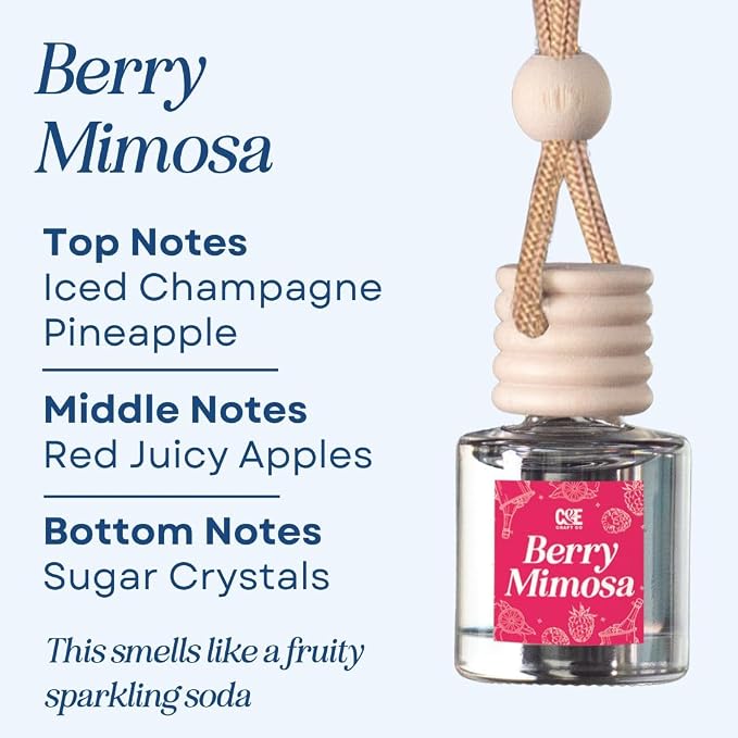 CANDECraftCo Car Air Hanging Fragrance Oil, Car Auto Freshener for Essential Oils, Scents Fragrance Aromatherapy Automobile Diffuser, Long Lasting (Berry Mimosa)