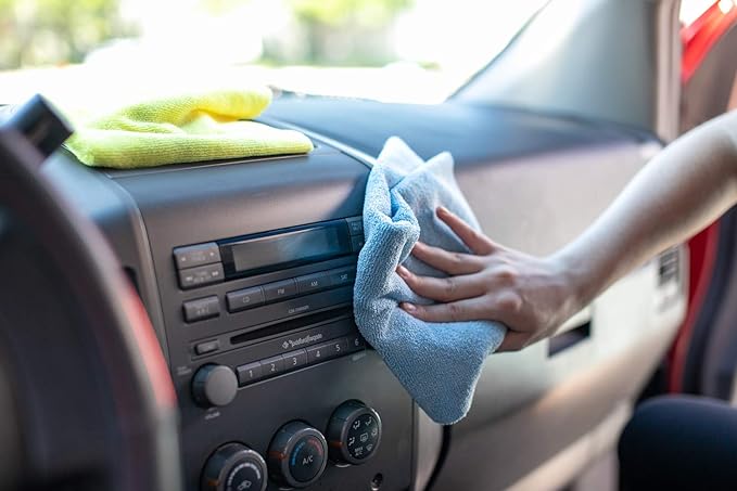 Edgeless 300 - Microfiber Detailing Towels, Perfect for Removing Polishes, Sealants, and Glaze; Great for Interior Cleaning and Dirty Jobs; 300GSM, 16in x 16in, Light Blue (10-Pack)
