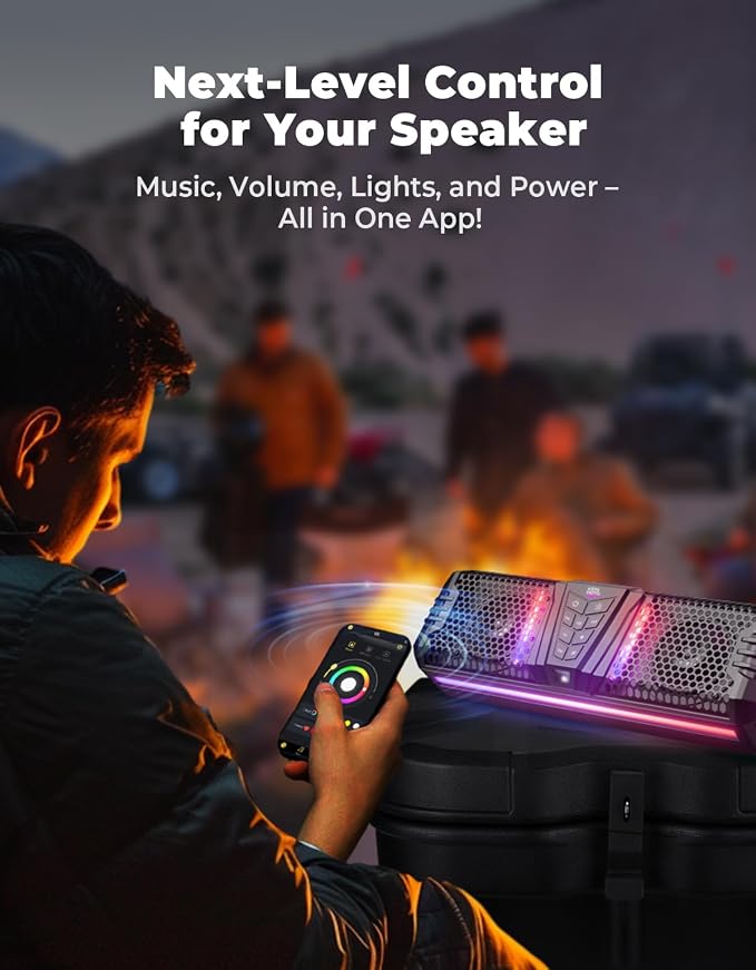 2025 Midnight 40 16-inch UTV Sound Bar, IP65 Water-Resistant Golf Cart Sound Bar, ATV Speaker Bluetooth with RGB, SxS Soundbar Compatible with Polaris RZR Can-Am, Fits/ 1-2 in Roll Bar