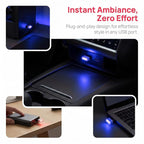 4PCS USB LED Car Interior Atmosphere Lamp, Portable Mini, Blue | 5V USB-A plug-in, soft accent glow, no wiring, decor night light, car accessories for cars, SUVs, trucks