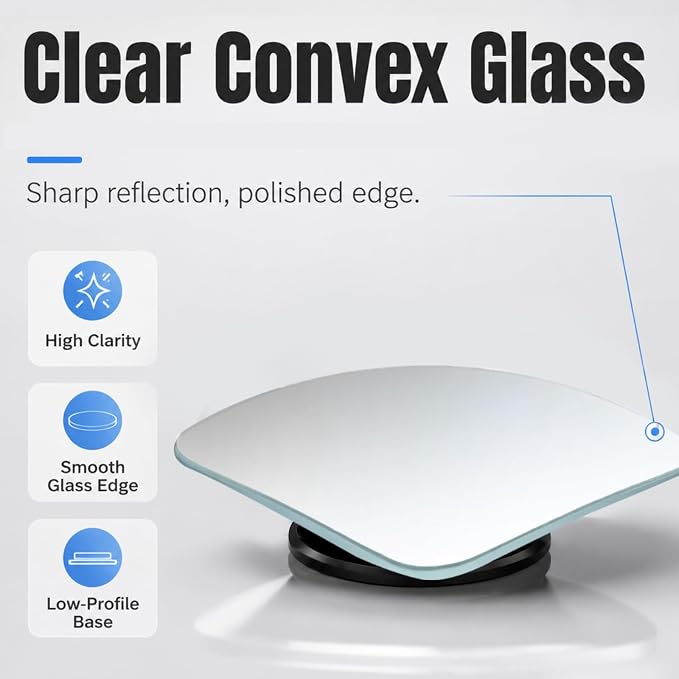 Blind Spot Mirrors - 2 Pack Fan HD Glass Frameless Convex Rear View Mirror with Wide Angle Adjustable Stick for Cars, Trucks, And Motorcycles Stuff Rearview Mirror Accessories Decor