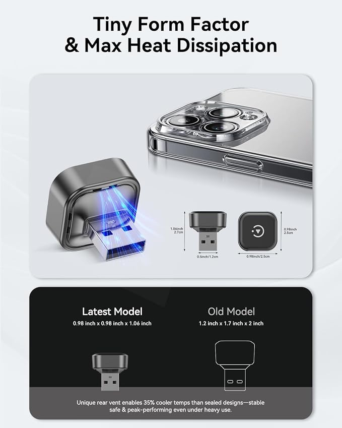 2026 2-in-1 Wireless CarPlay & Android Auto Adapter, Ultra Mini Dongle Converts Wired to Wireless, WiFi 6 & Bluetooth 5.4, Plug & Play Stick for Cars with Factory Wired System, Low Latency