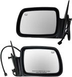 Driver and Passenger Side Mirror Assembly Set Power Heated Textured Non Foldaway Black Compatible with 1996-1998 Jeep Grand Cherokee