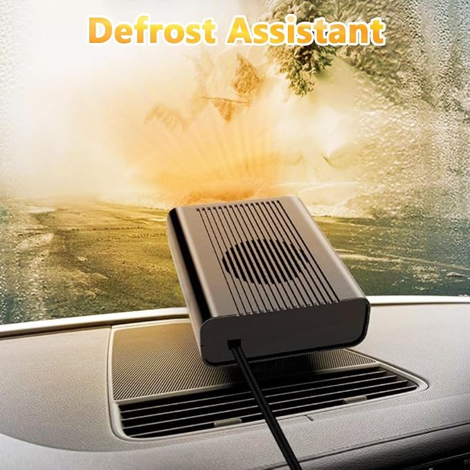 Portable Car Heater, 2 in 1 Electric Heater with Cooling & Heating Function Defroster Defogger 12V, 3-Outlet Plug Adjustable Thermostat in Cigarette Lighter