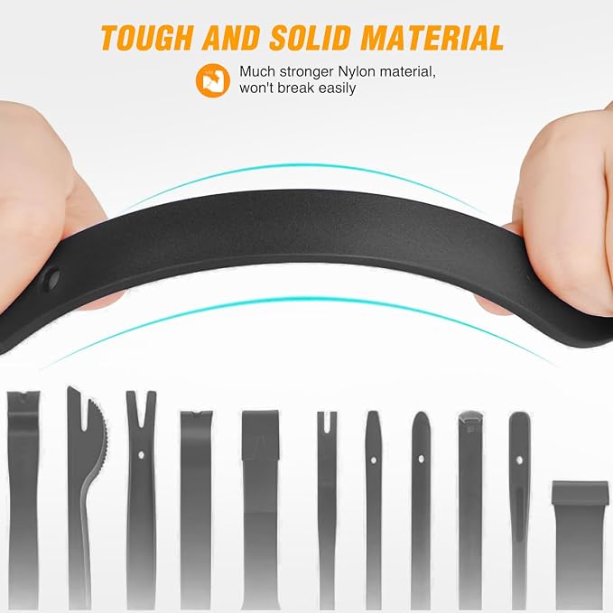 13PCS Nylon Trim Removal Tool Set for Bumper Fastener Rivet Clips Car Door Clip Panel Audio Video Dashboard Dismantle Black