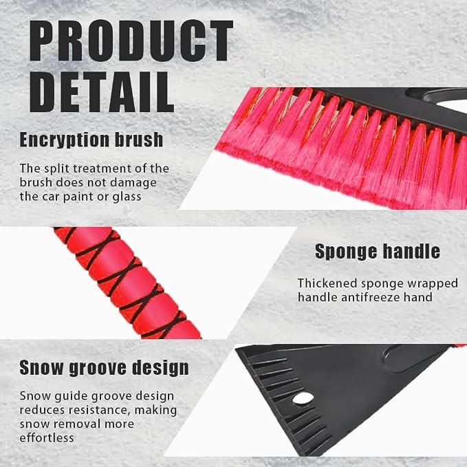 Snow Brush and Ice Scrapers for Car Windshield, Car Scraper Snow Clearing Brush, 2-in-1 Detachable Snow Removal Tool with Ergonomic Foam Grip Winter Accessories for Cars, Trucks, SUVs
