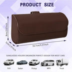 Sunglasses Holder for Car Sun Visor, Sunglass Organizer for Car, Magnetic Leather Eyeglasses Protective Storage Case, Waterproof Glasses Organizer Visor Accessories for Vehicles (Brown)